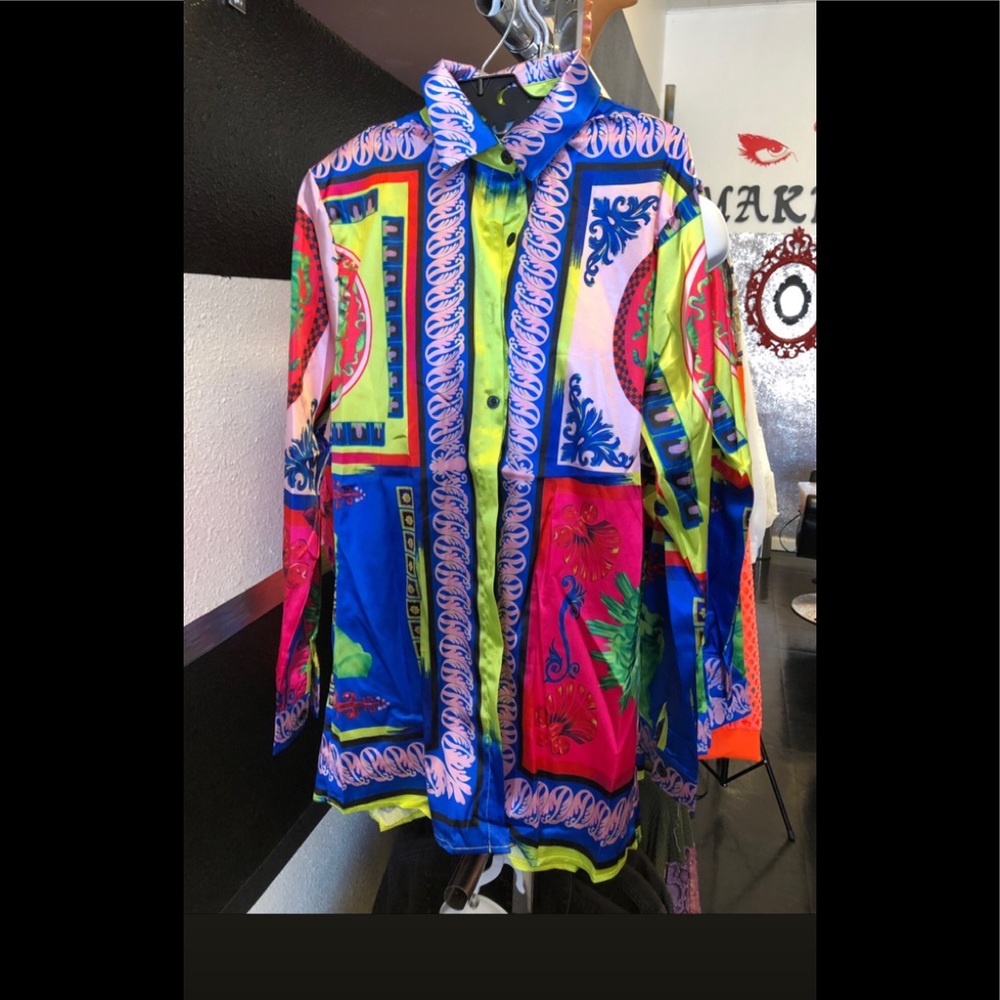 Colorful long sleeve button up